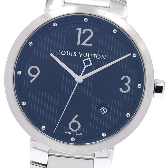 LOUIS VUITTON Tambour Damier Date Black Dial Quartz Men's Watch_835051 - Picture 1 of 6